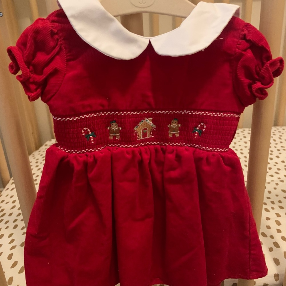 Smocked Red Corduroy Dress for Baby Girl